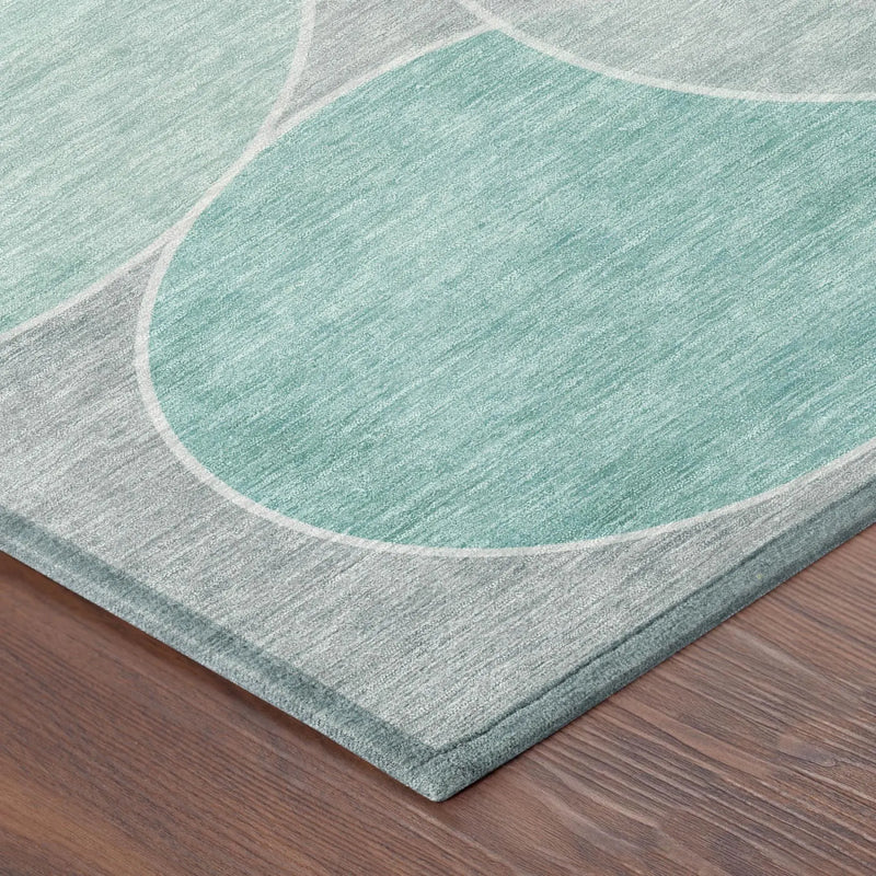 9' X 12' Aqua And Teal Blue Geometric Washable Indoor Outdoor Area Rug Homeroots Outdoor