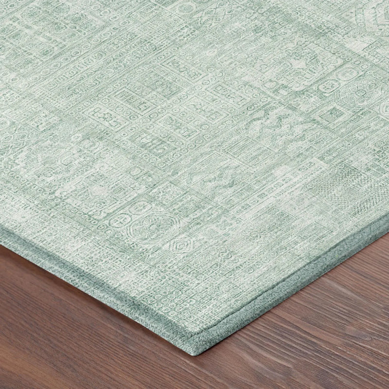 9' X 12' Aqua And Teal Blue Oriental Washable Indoor Outdoor Area Rug Homeroots Outdoor