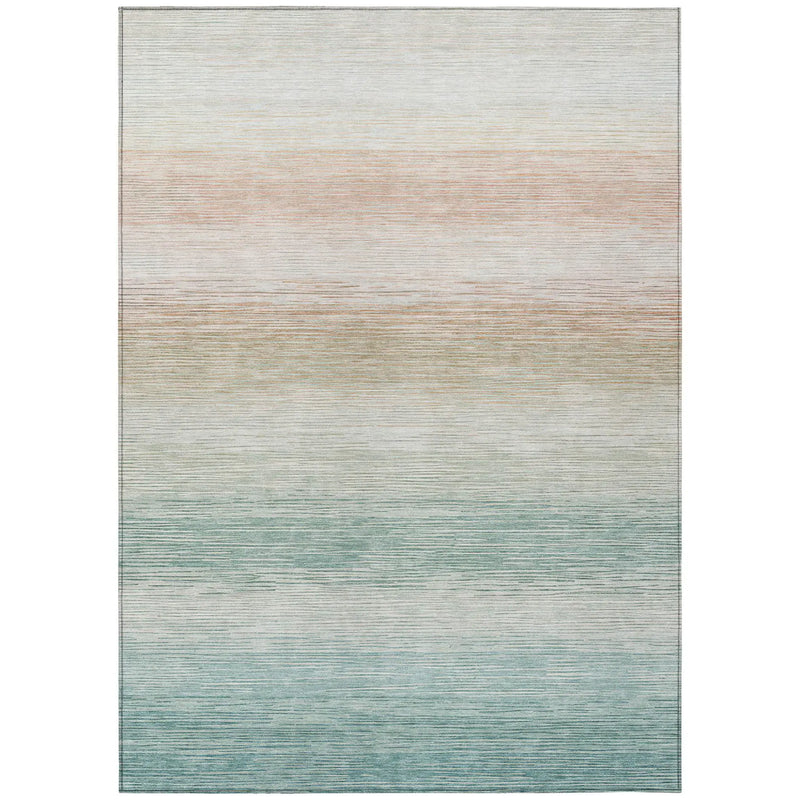 9' X 12' Aqua And Teal Blue Striped Washable Indoor Outdoor Area Rug Homeroots Outdoor