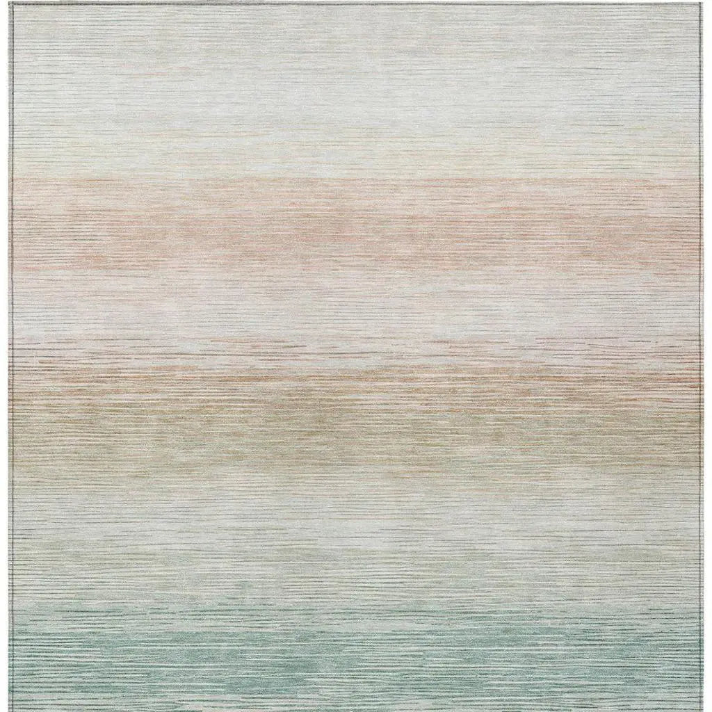9' X 12' Aqua And Teal Blue Striped Washable Indoor Outdoor Area Rug Homeroots Outdoor