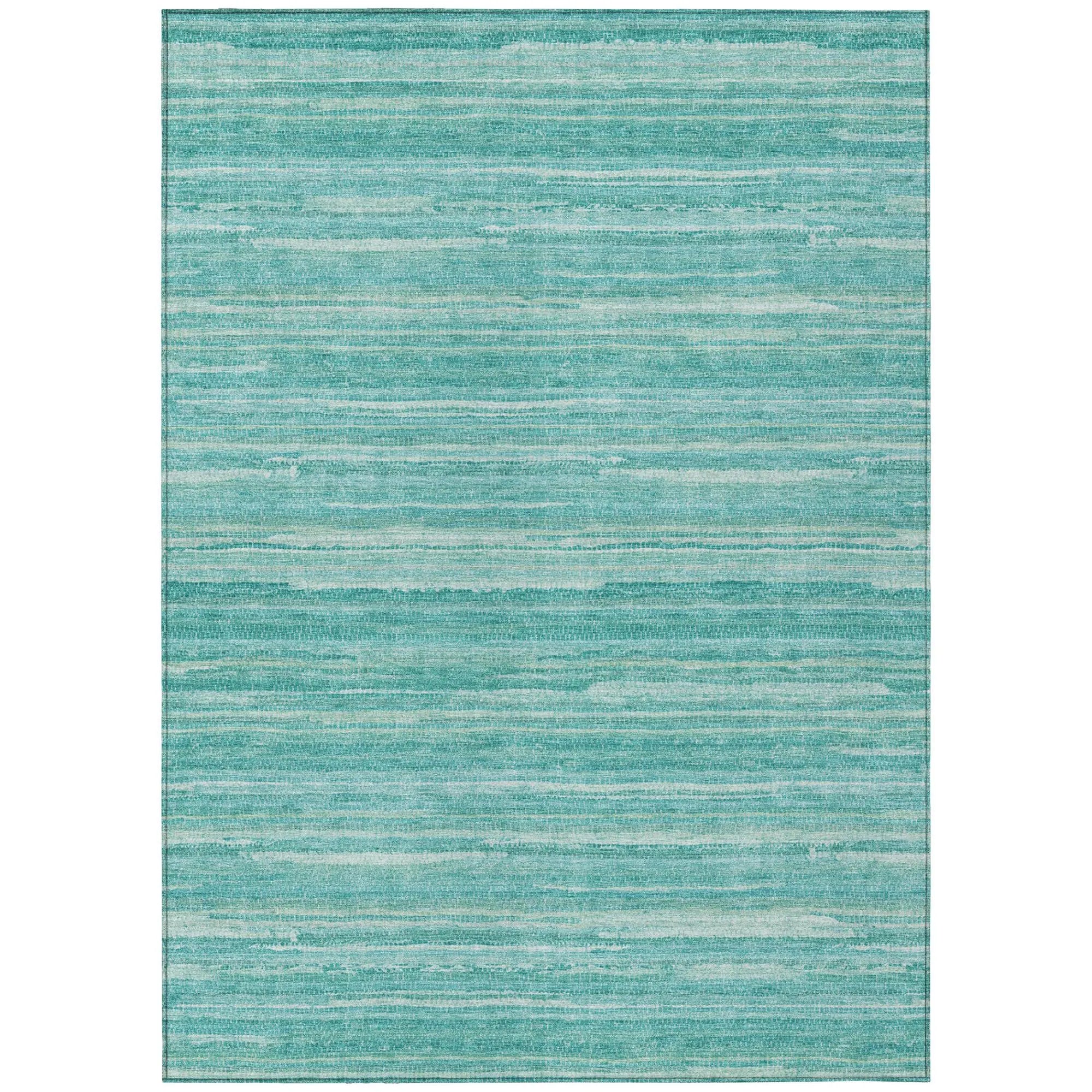 9' X 12' Aqua And Teal Blue Striped Washable Indoor Outdoor Area Rug Homeroots Outdoor