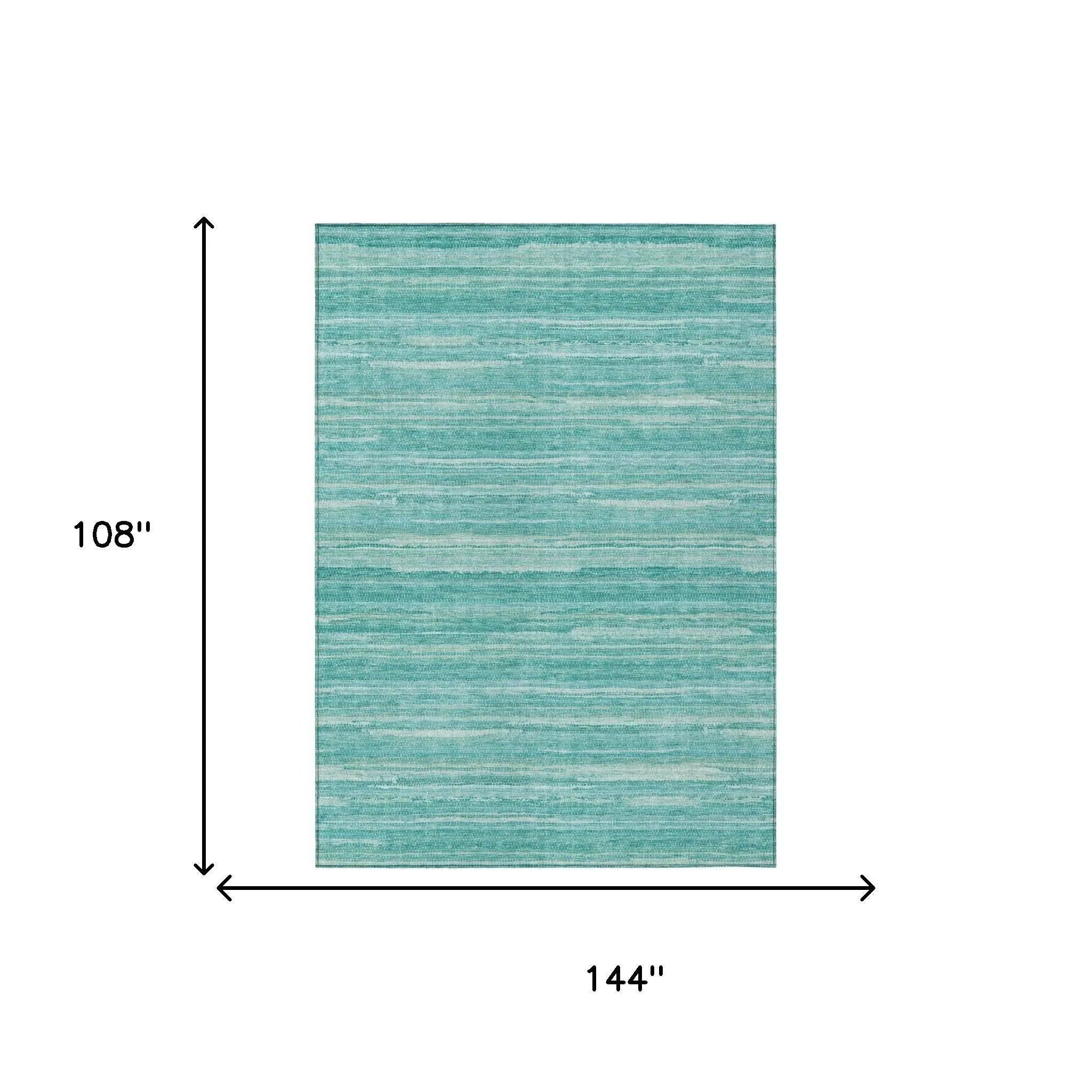 9' X 12' Aqua And Teal Blue Striped Washable Indoor Outdoor Area Rug Homeroots Outdoor