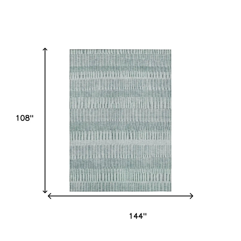 9' X 12' Aqua And Teal Blue Striped Washable Indoor Outdoor Area Rug Homeroots Outdoor