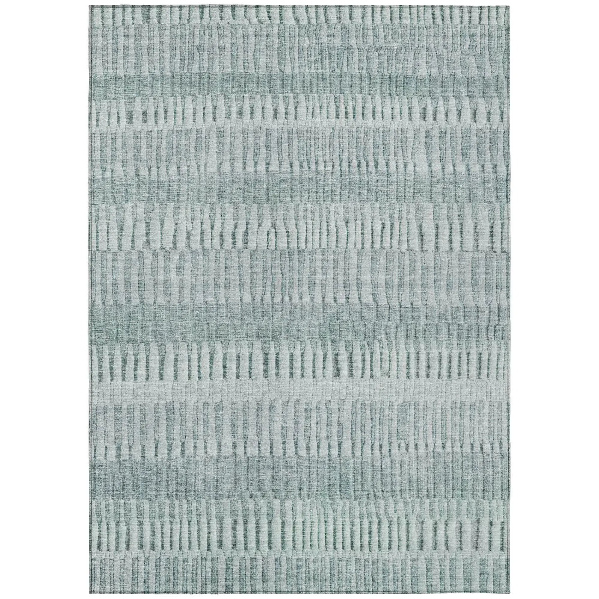 9' X 12' Aqua And Teal Blue Striped Washable Indoor Outdoor Area Rug Homeroots Outdoor