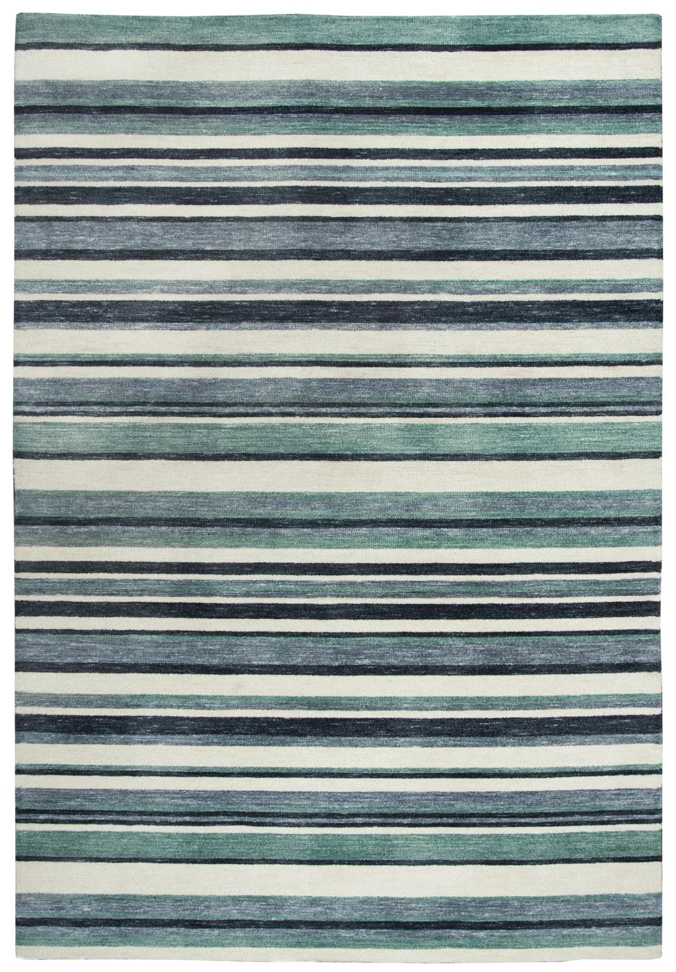 9' X 12' Aqua Gray And Ivory Striped Hand Tufted Area Rug Homeroots Home Decor