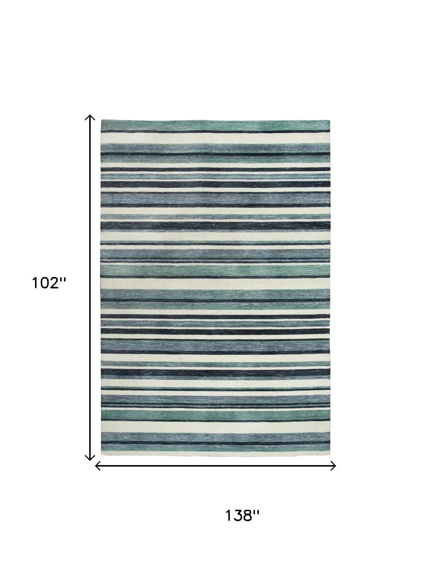 9' X 12' Aqua Gray And Ivory Striped Hand Tufted Area Rug Homeroots Home Decor