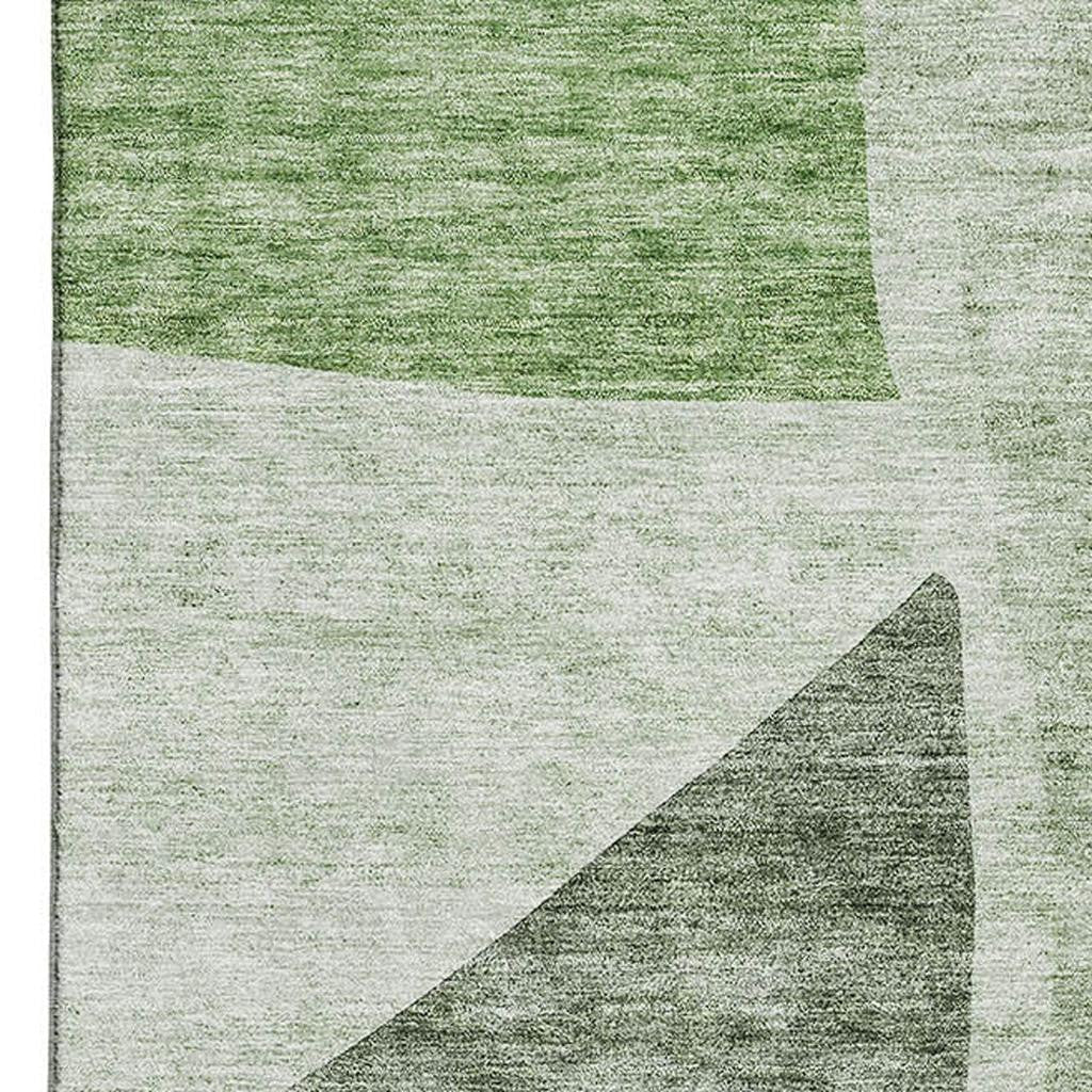 9' X 12' Artichoke Green And Ivory Abstract Washable Area Rug With UV Protection Homeroots Home Decor