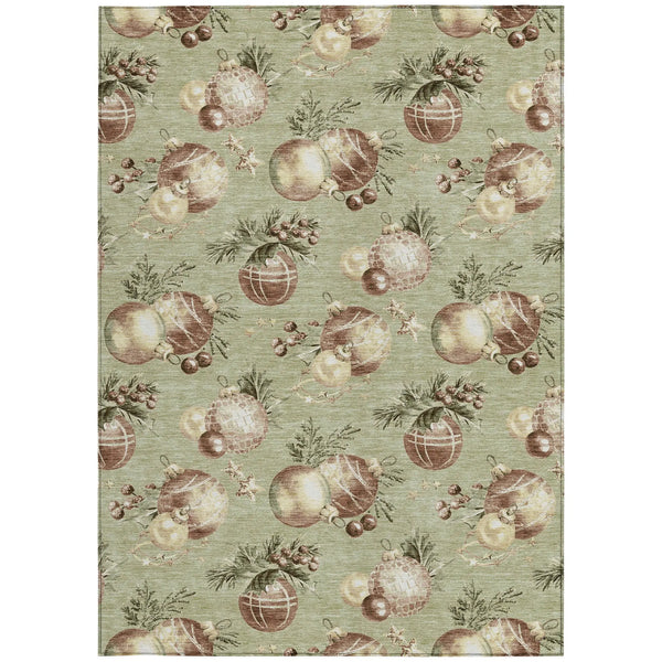 9' X 12' Artichoke Green Brown And Beige Stars Washable Indoor Outdoor Area Rug Homeroots Outdoor
