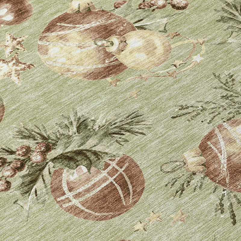 9' X 12' Artichoke Green Brown And Beige Stars Washable Indoor Outdoor Area Rug Homeroots Outdoor