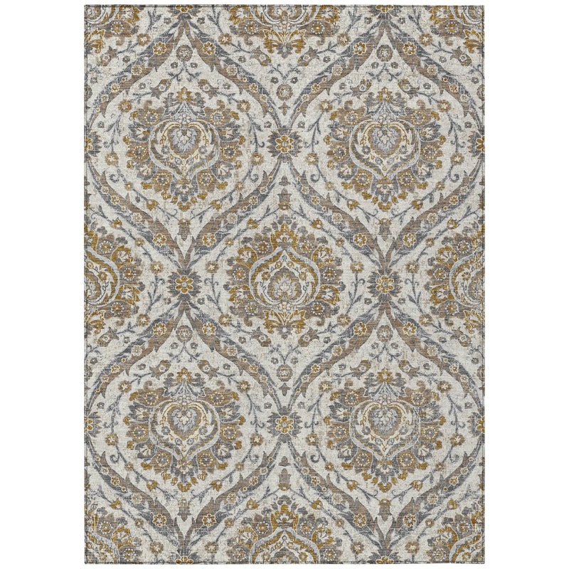 9' X 12' Beige And Blue Floral Washable Indoor Outdoor Area Rug Homeroots Outdoor