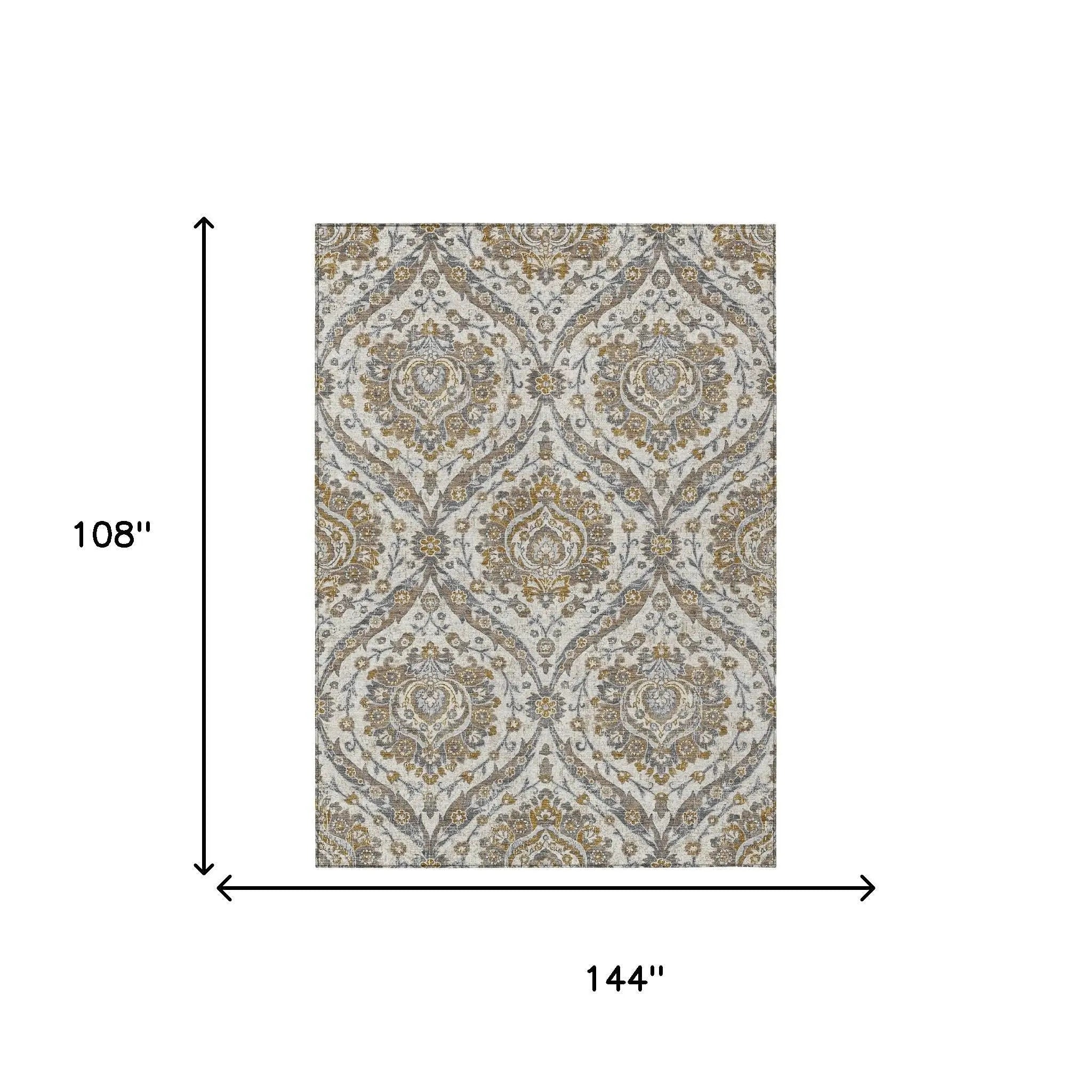 9' X 12' Beige And Blue Floral Washable Indoor Outdoor Area Rug Homeroots Outdoor