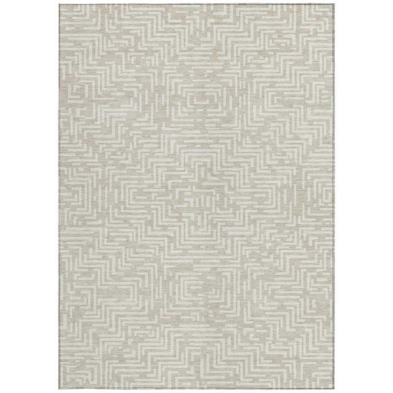 9' X 12' Beige And Blue Geometric Washable Indoor Outdoor Area Rug Homeroots Outdoor
