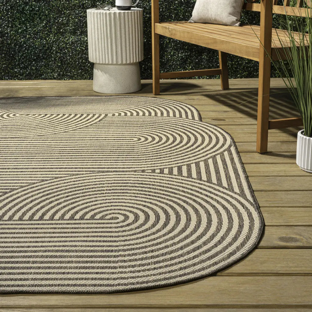 9' X 12' Beige And Brown Abstract Indoor Outdoor Area Rug Homeroots Outdoor