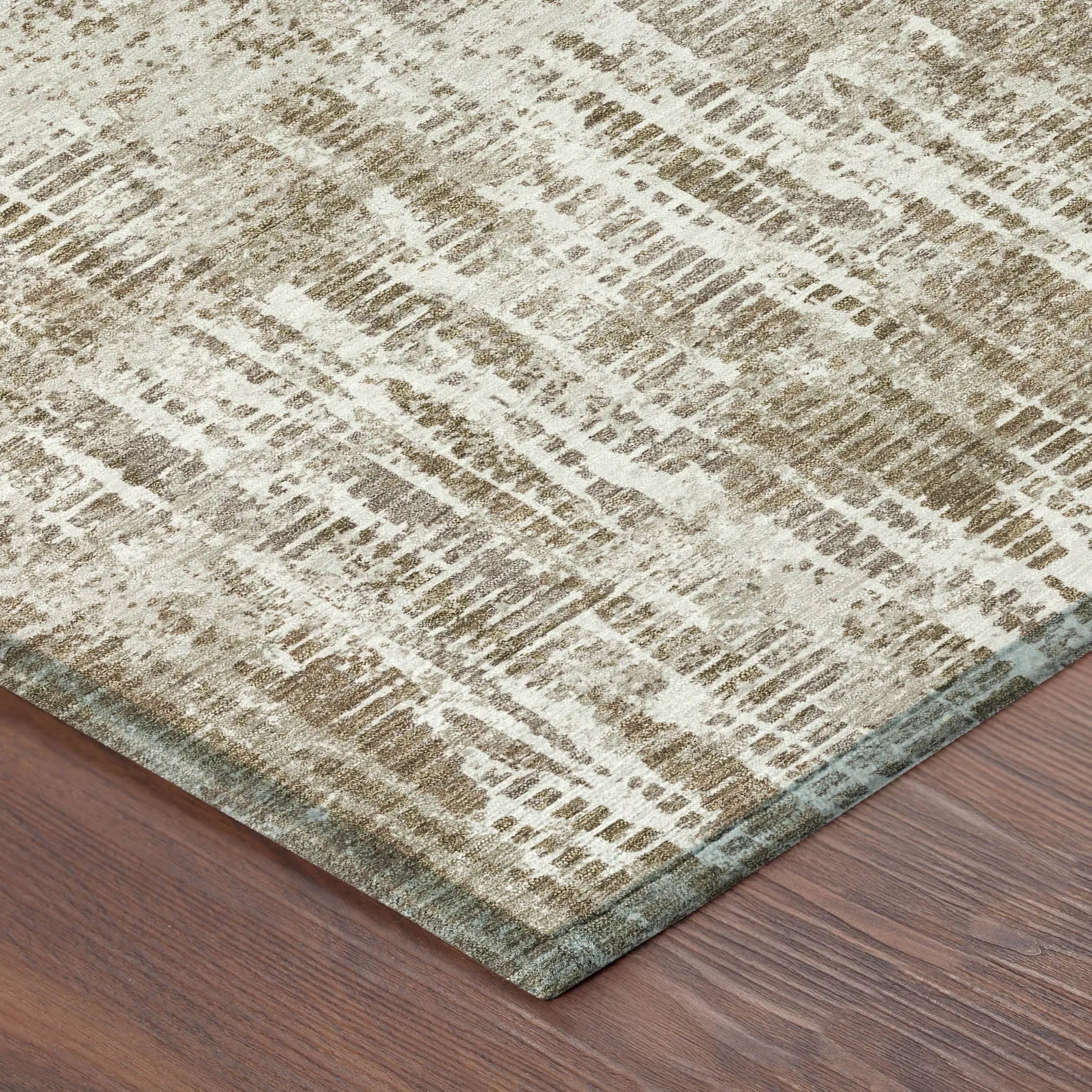 9' X 12' Beige And Brown Abstract Washable Indoor Outdoor Area Rug Homeroots Outdoor