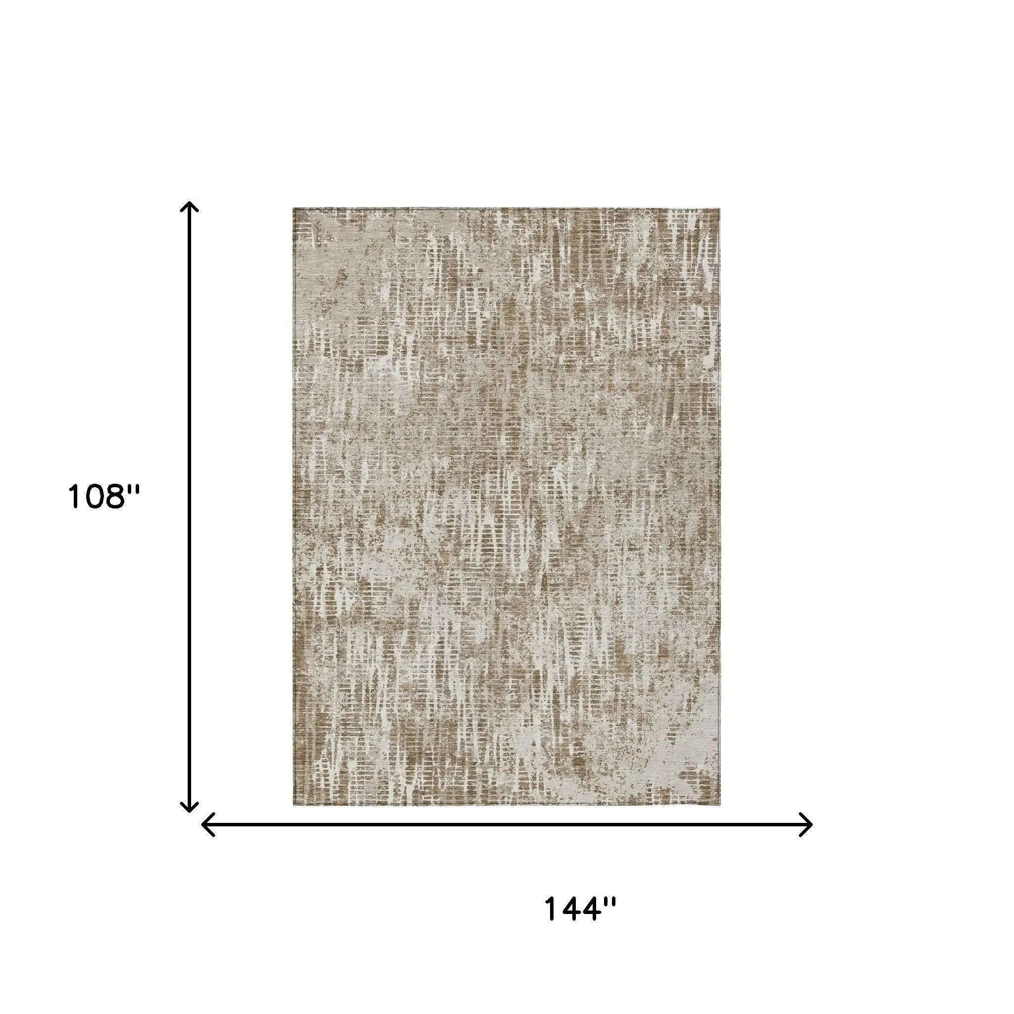 9' X 12' Beige And Brown Abstract Washable Indoor Outdoor Area Rug Homeroots Outdoor