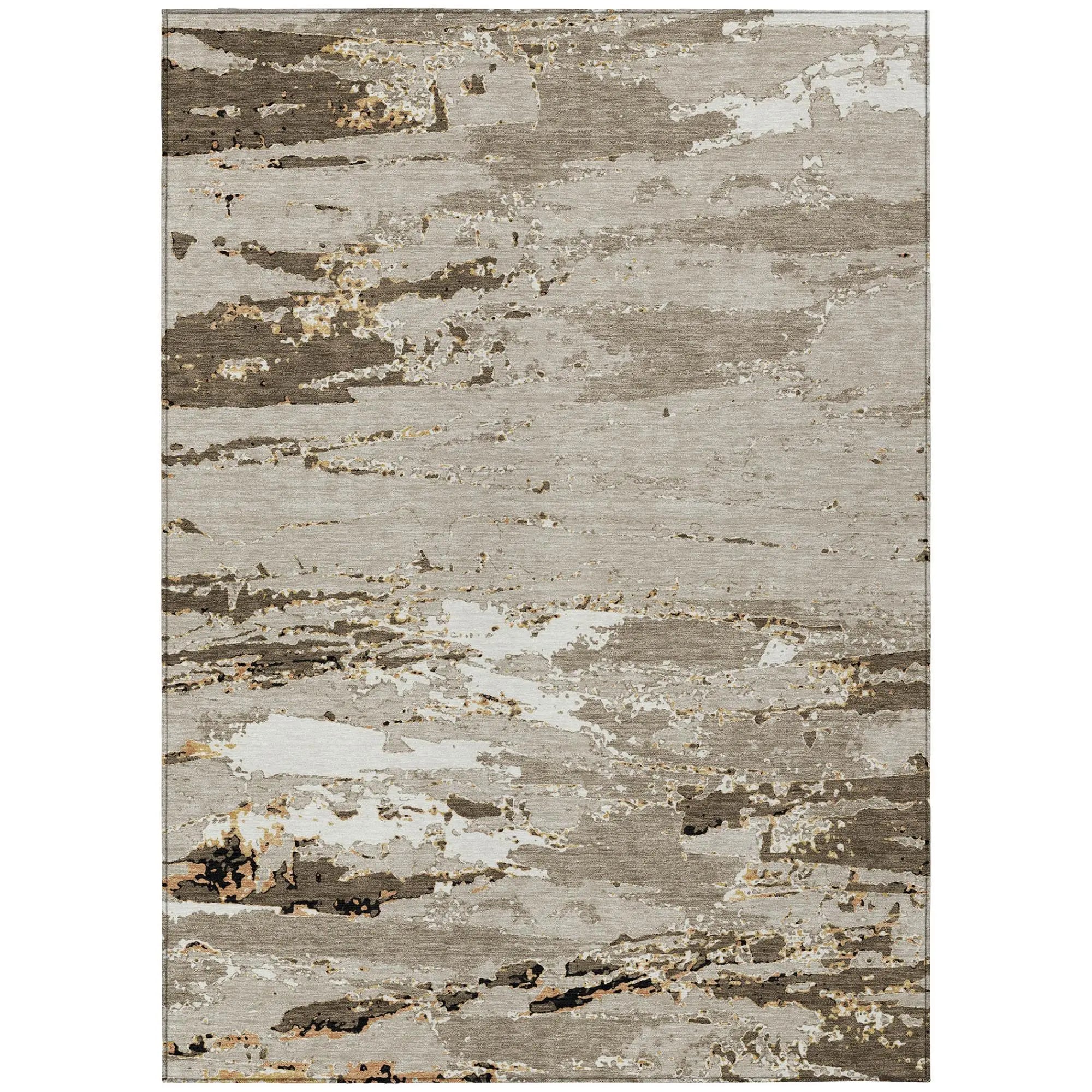 9' X 12' Beige And Brown Abstract Washable Indoor Outdoor Area Rug Homeroots Outdoor