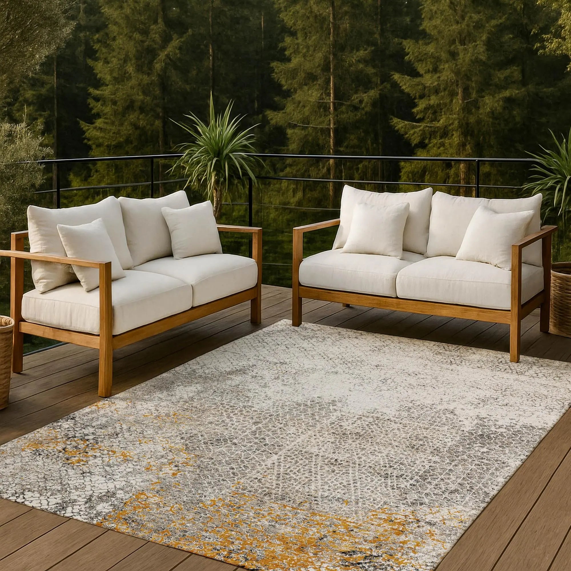 9' X 12' Beige And Brown Abstract Washable Indoor Outdoor Area Rug Homeroots Outdoor