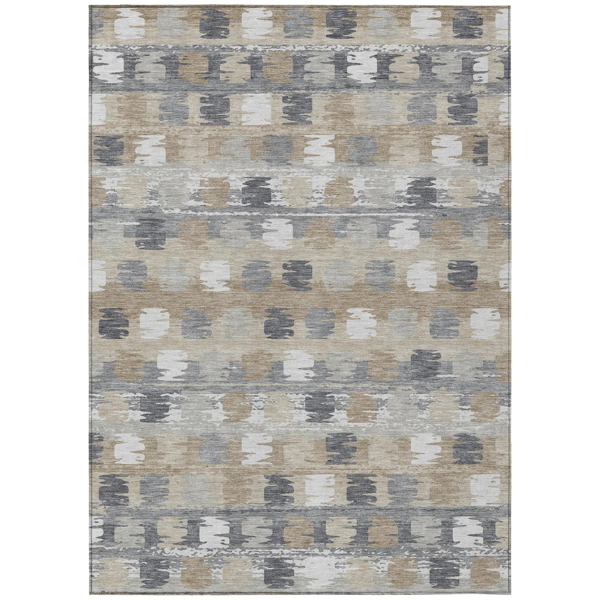 9' X 12' Beige And Brown Abstract Washable Indoor Outdoor Area Rug Homeroots Outdoor