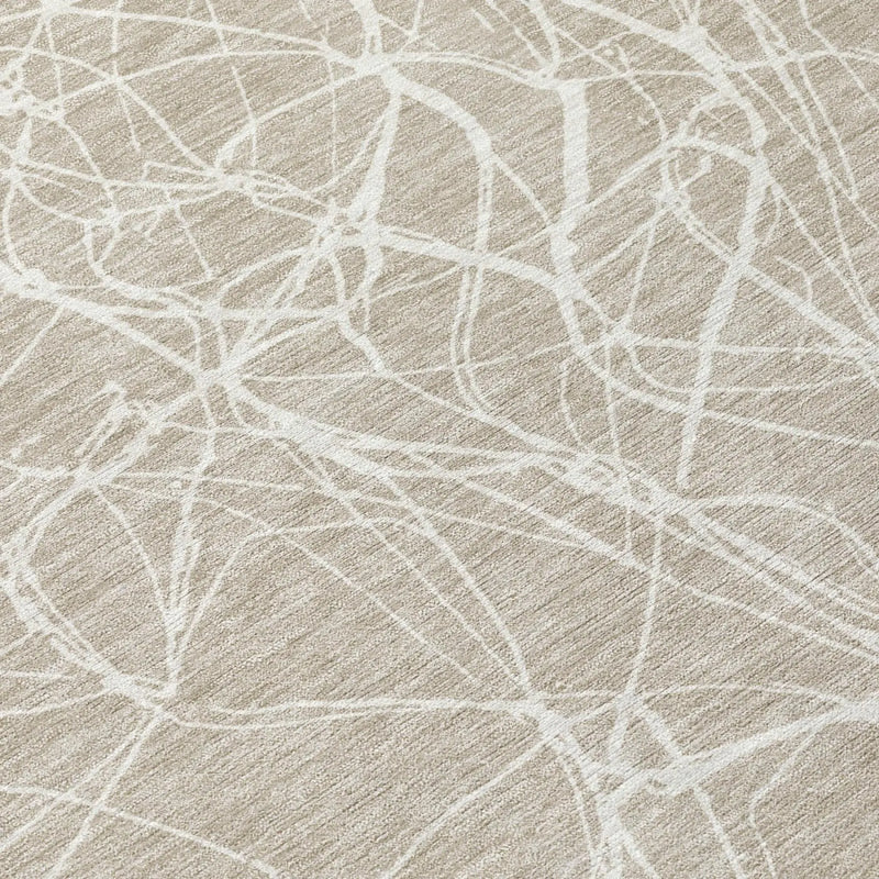 9' X 12' Beige And Brown Abstract Washable Indoor Outdoor Area Rug Homeroots Outdoor