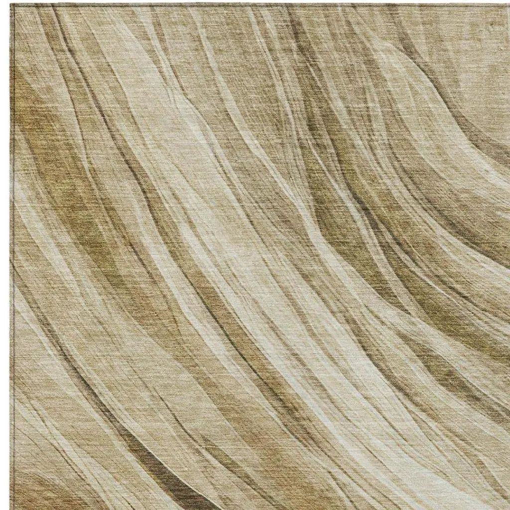 9' X 12' Beige And Brown Abstract Washable Indoor Outdoor Area Rug Homeroots Outdoor