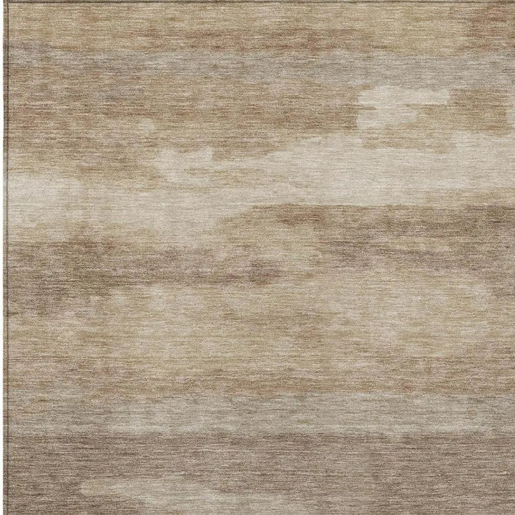 9' X 12' Beige And Brown Abstract Washable Indoor Outdoor Area Rug Homeroots Outdoor