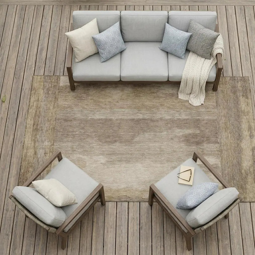 9' X 12' Beige And Brown Abstract Washable Indoor Outdoor Area Rug Homeroots Outdoor