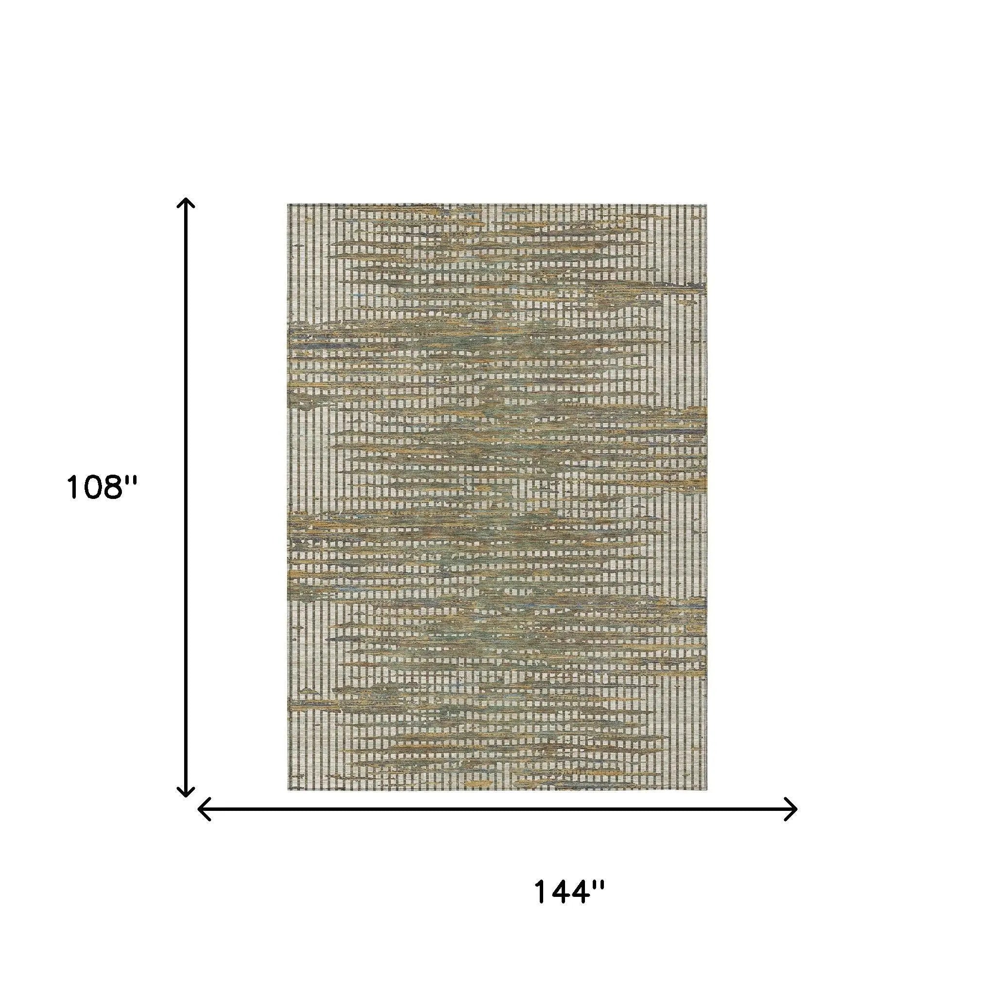 9' X 12' Beige And Brown Abstract Washable Indoor Outdoor Area Rug Homeroots Outdoor