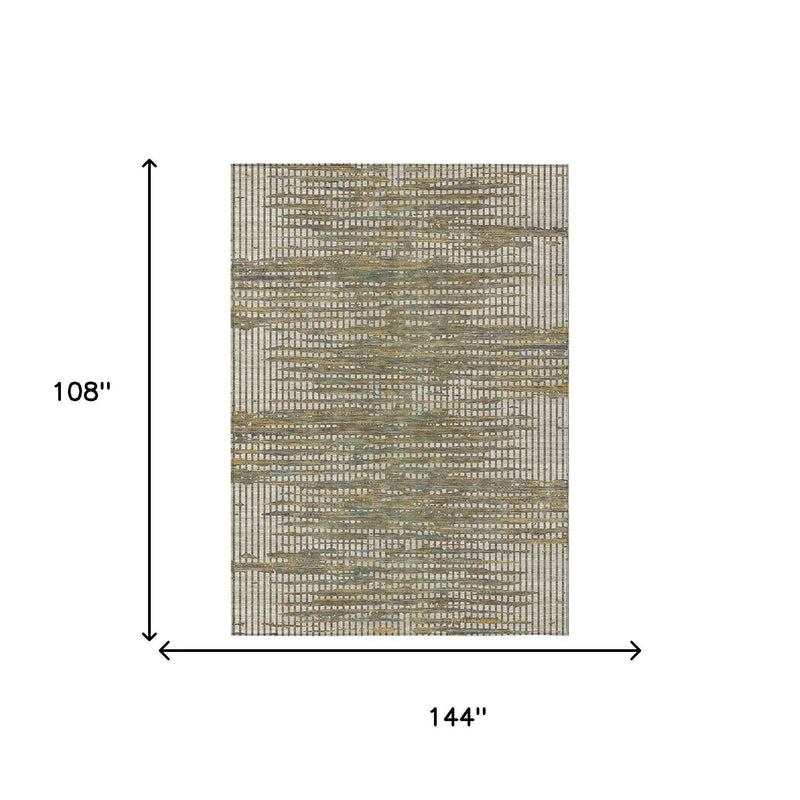 9' X 12' Beige And Brown Abstract Washable Indoor Outdoor Area Rug Homeroots Outdoor