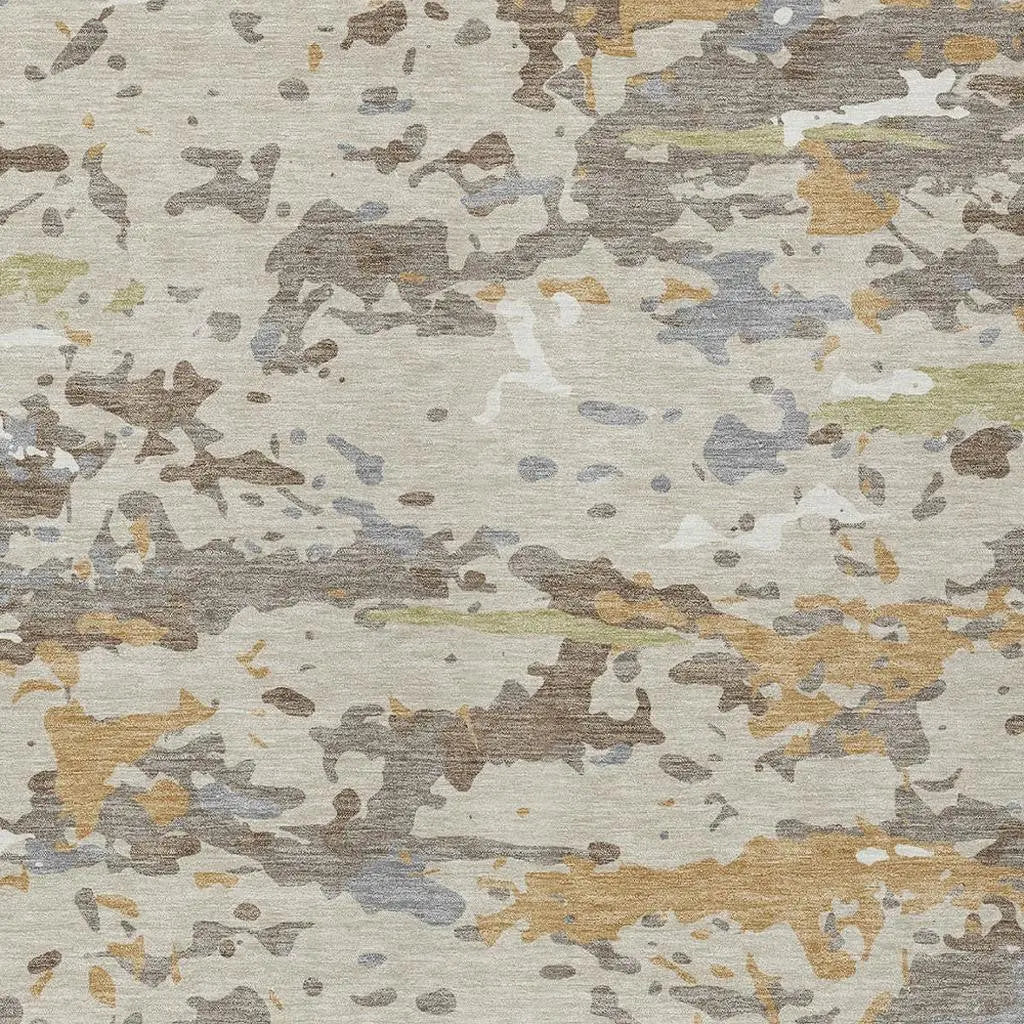9' X 12' Beige And Brown Abstract Washable Indoor Outdoor Area Rug Homeroots Outdoor