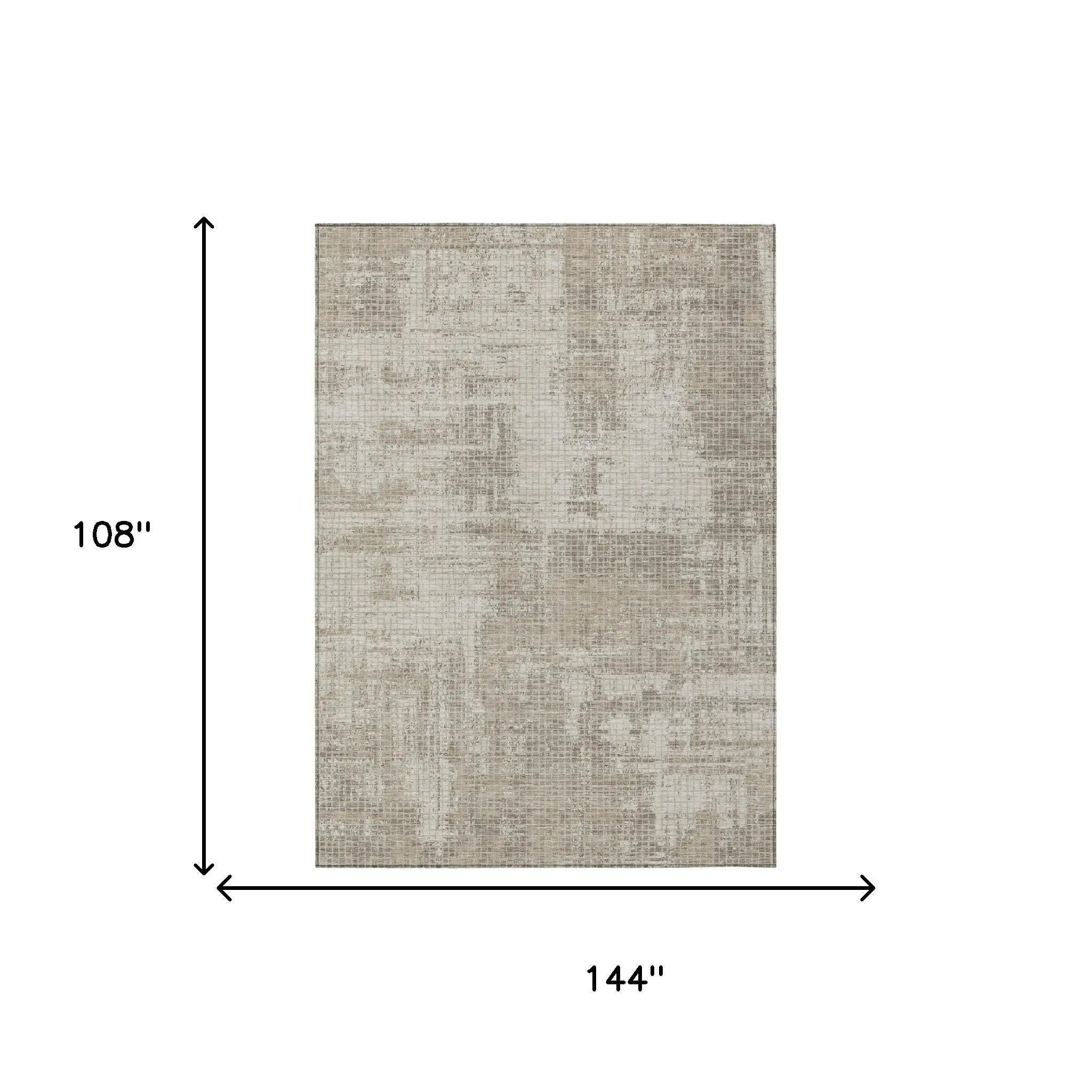 9' X 12' Beige And Brown Abstract Washable Indoor Outdoor Area Rug Homeroots Outdoor