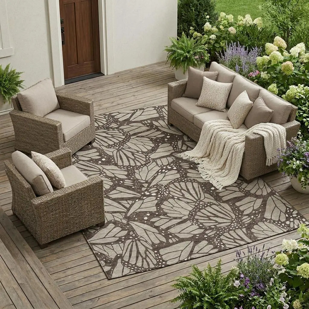 9' X 12' Beige And Brown Animal Print Washable Indoor Outdoor Area Rug Homeroots Outdoor