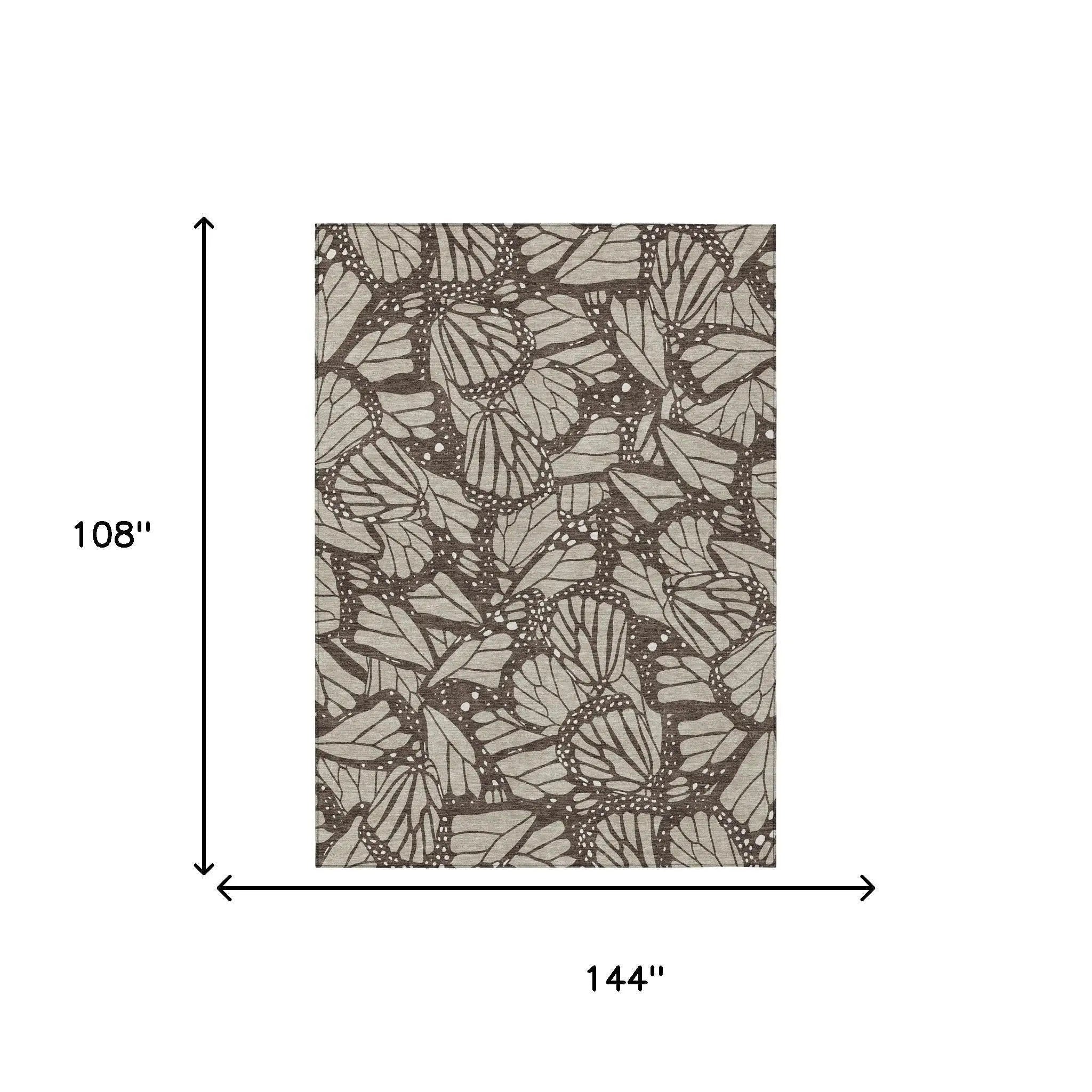 9' X 12' Beige And Brown Animal Print Washable Indoor Outdoor Area Rug Homeroots Outdoor