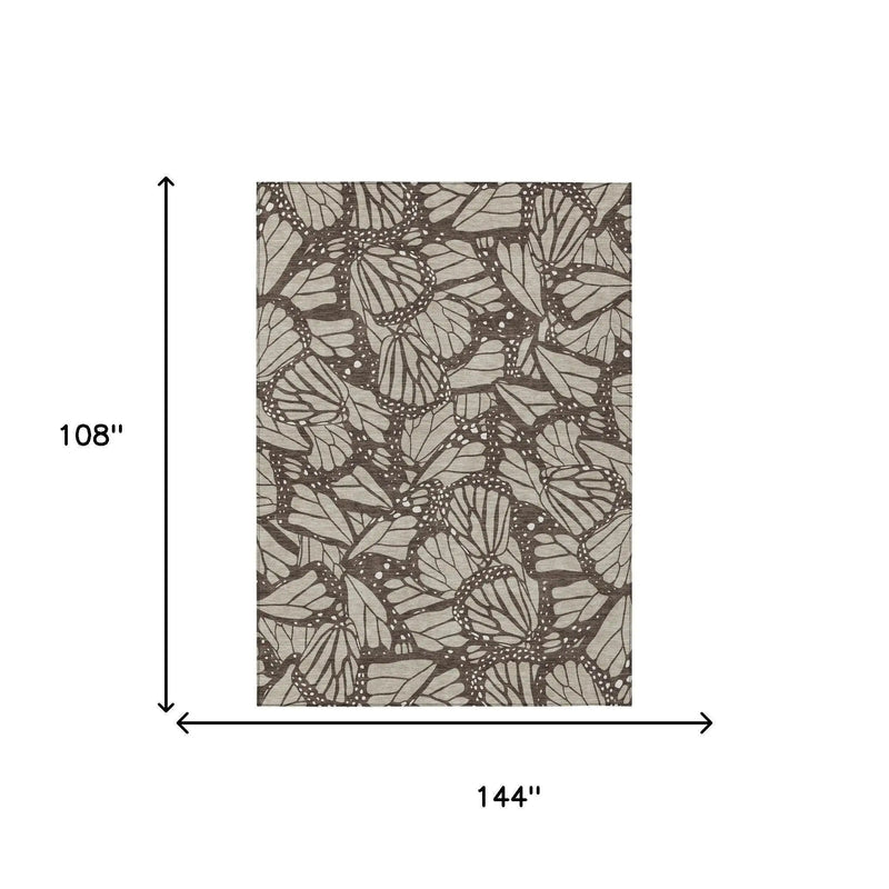 9' X 12' Beige And Brown Animal Print Washable Indoor Outdoor Area Rug Homeroots Outdoor