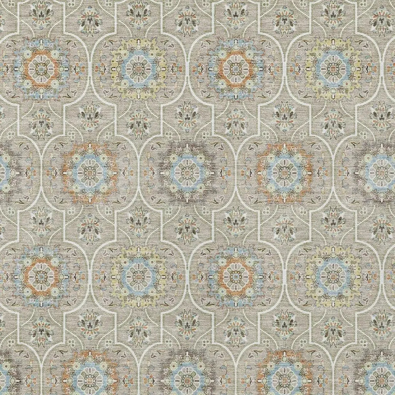 9' X 12' Beige And Brown Floral Medallion Washable Indoor Outdoor Area Rug Homeroots Outdoor