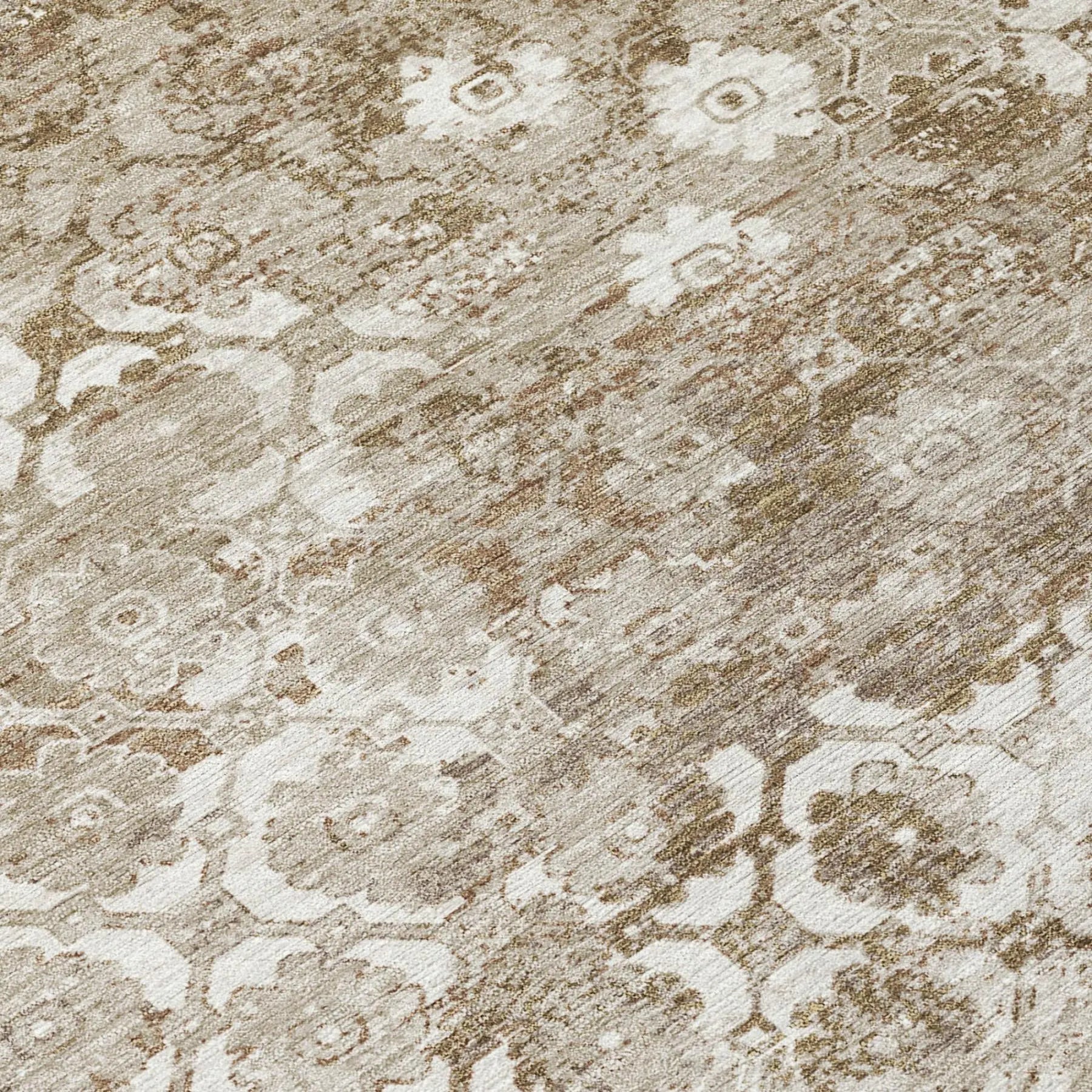 9' X 12' Beige And Brown Floral Medallion Washable Indoor Outdoor Area Rug Homeroots Outdoor