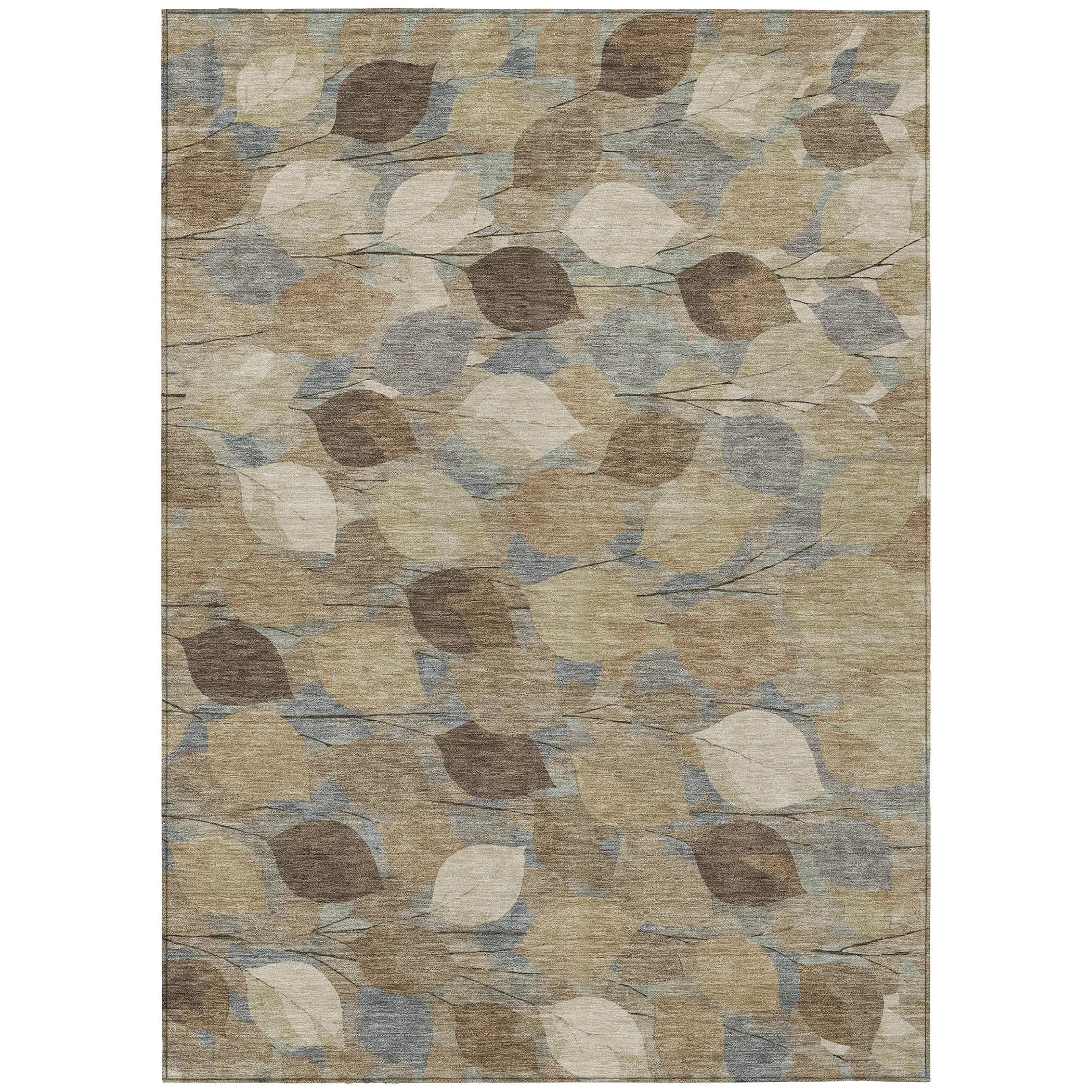 9' X 12' Beige And Brown Floral Washable Indoor Outdoor Area Rug Homeroots Outdoor