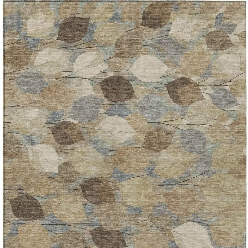 9' X 12' Beige And Brown Floral Washable Indoor Outdoor Area Rug Homeroots Outdoor