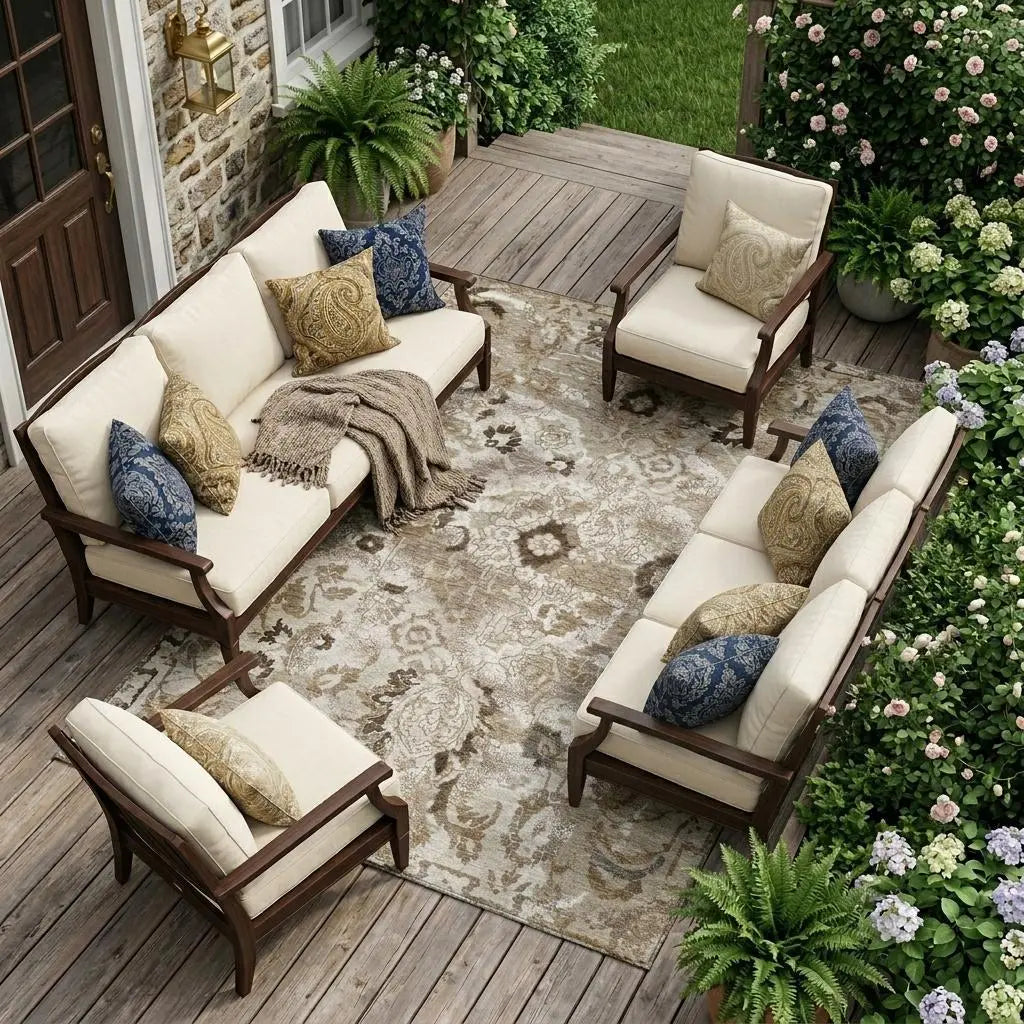 9' X 12' Beige And Brown Floral Washable Indoor Outdoor Area Rug Homeroots Outdoor