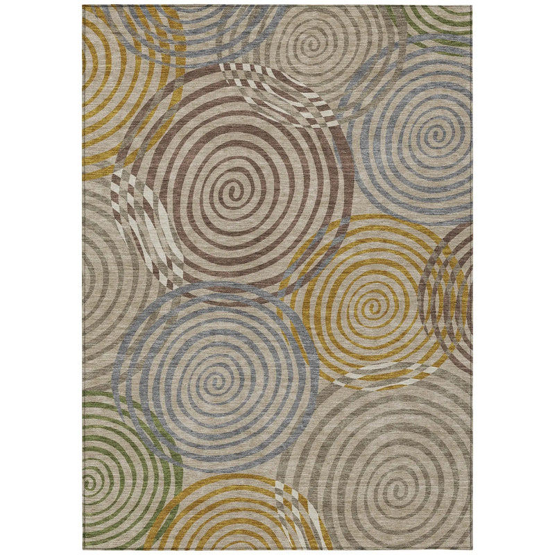 9' X 12' Beige And Brown Geometric Washable Indoor Outdoor Area Rug Homeroots Outdoor