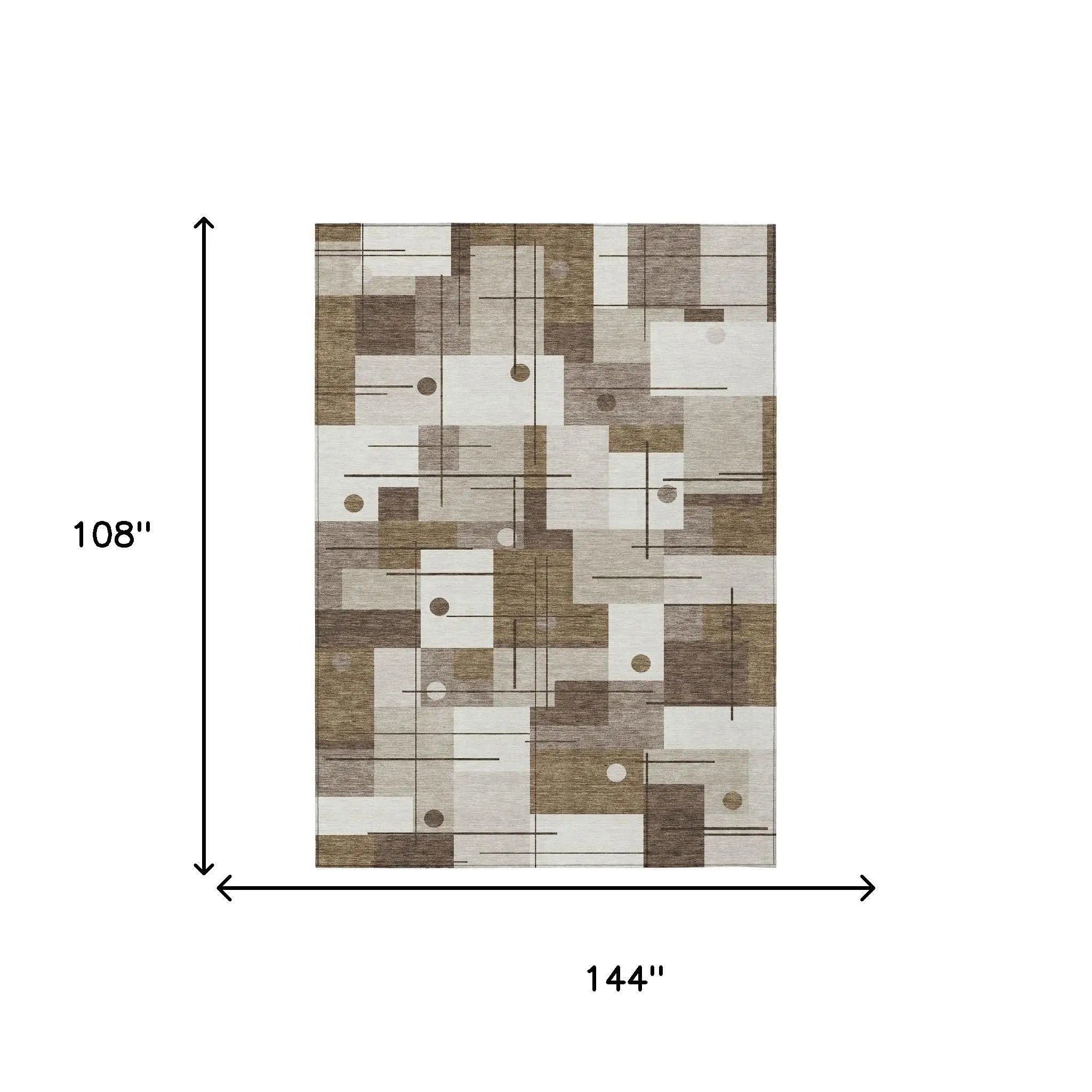 9' X 12' Beige And Brown Geometric Washable Indoor Outdoor Area Rug Homeroots Outdoor