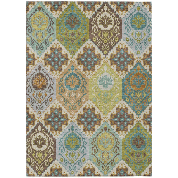 9' X 12' Beige And Brown Geometric Washable Indoor Outdoor Area Rug Homeroots Outdoor