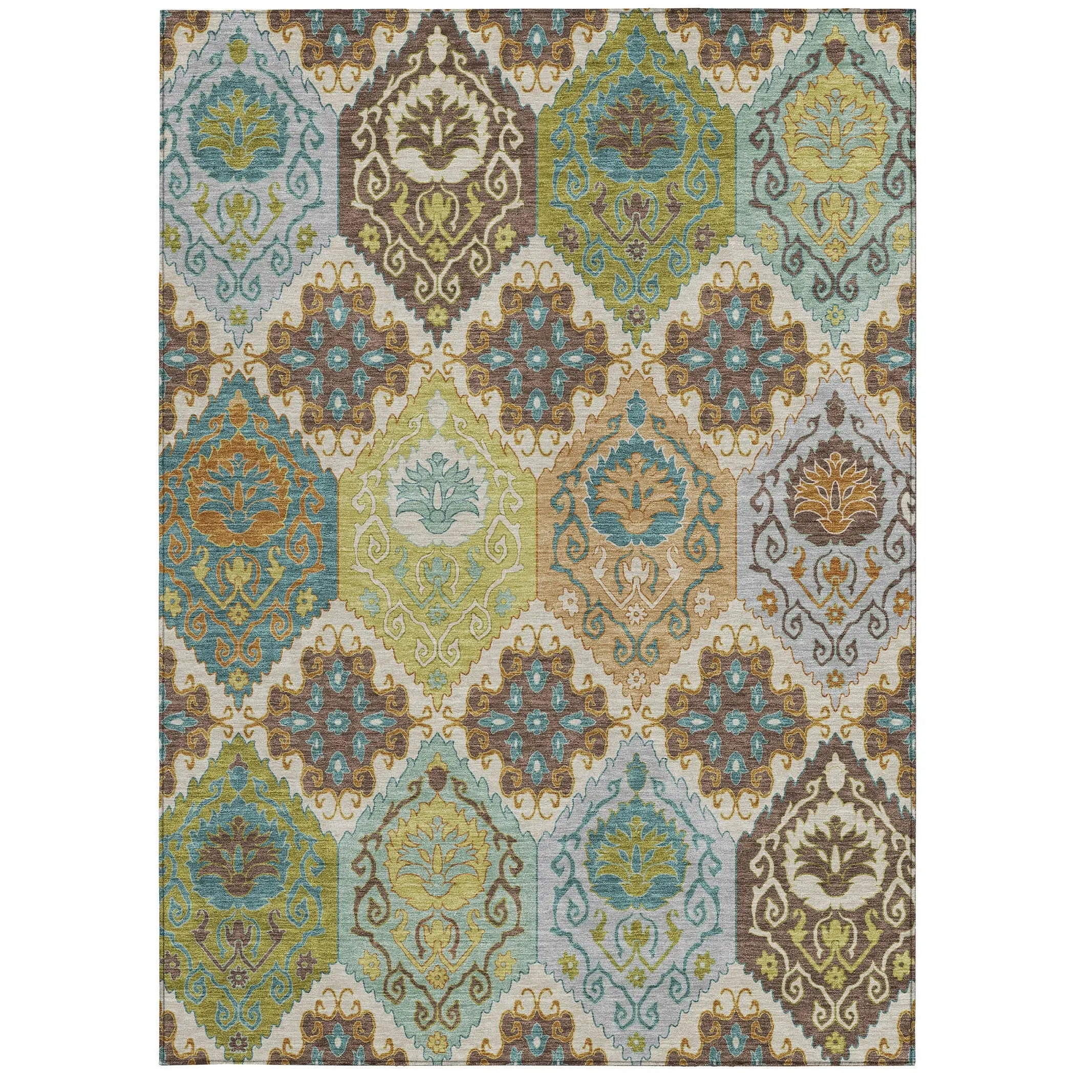 9' X 12' Beige And Brown Geometric Washable Indoor Outdoor Area Rug Homeroots Outdoor