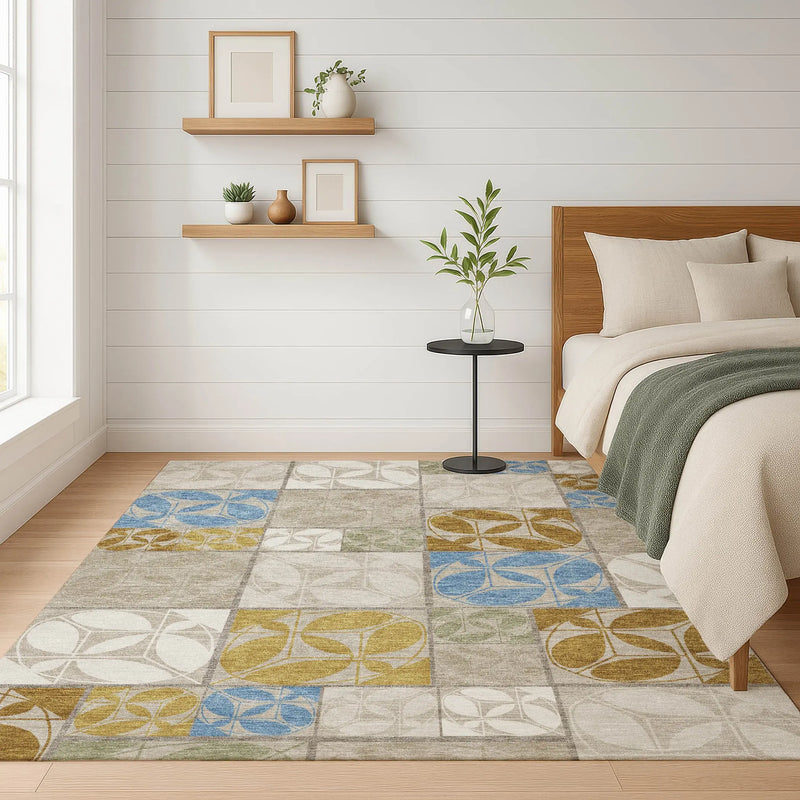9' X 12' Beige And Brown Geometric Washable Indoor Outdoor Area Rug Homeroots Outdoor