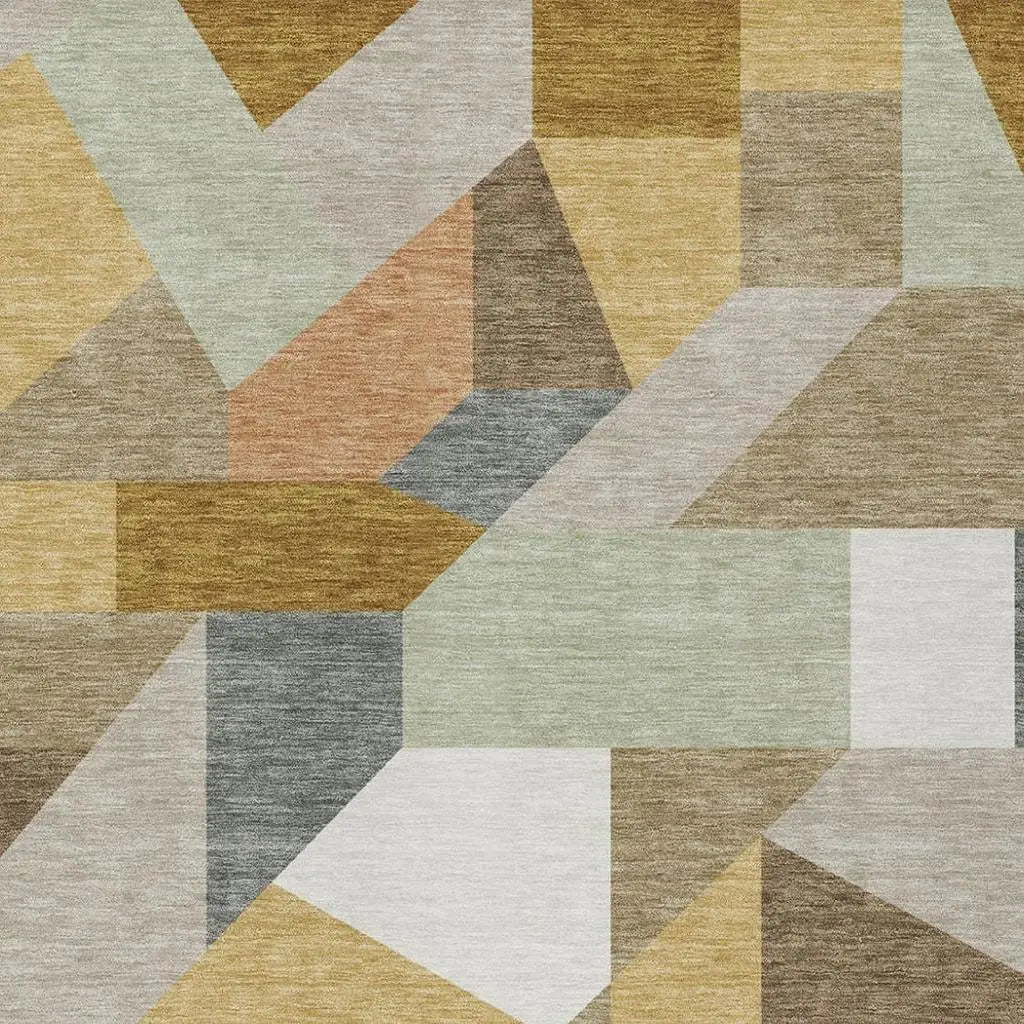 9' X 12' Beige And Brown Geometric Washable Indoor Outdoor Area Rug Homeroots Outdoor