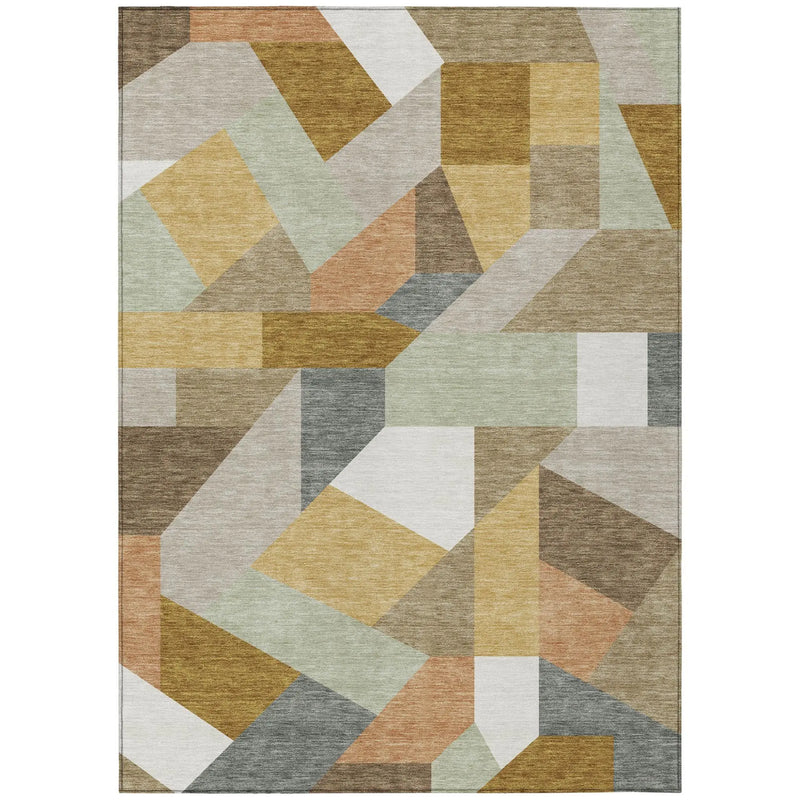 9' X 12' Beige And Brown Geometric Washable Indoor Outdoor Area Rug Homeroots Outdoor