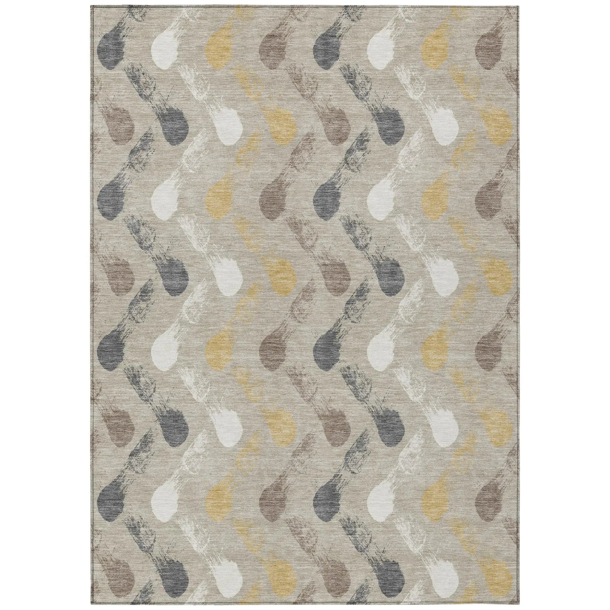 9' X 12' Beige And Brown Geometric Washable Indoor Outdoor Area Rug Homeroots Outdoor
