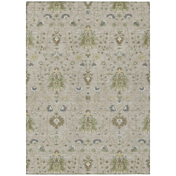 9' X 12' Beige And Brown Oriental Washable Indoor Outdoor Area Rug Homeroots Outdoor