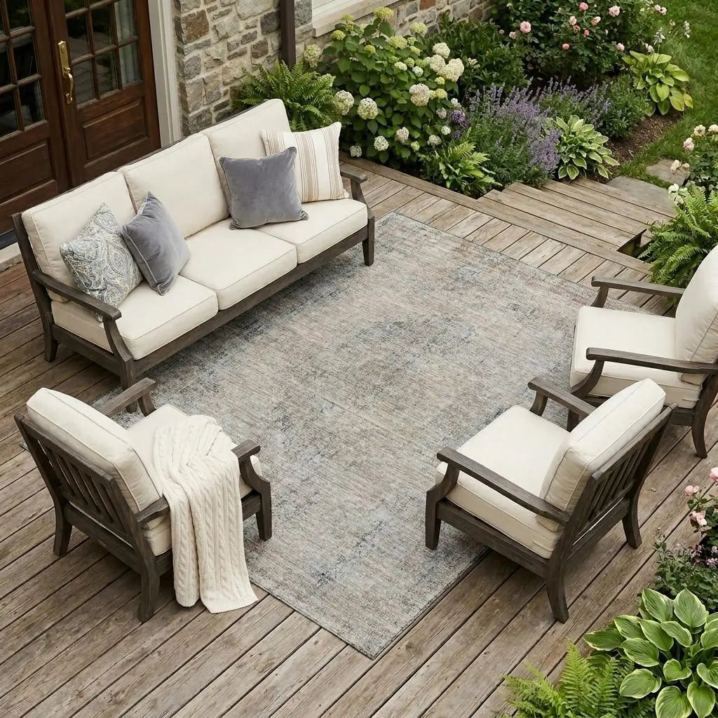 9' X 12' Beige And Brown Oriental Washable Indoor Outdoor Area Rug Homeroots Outdoor