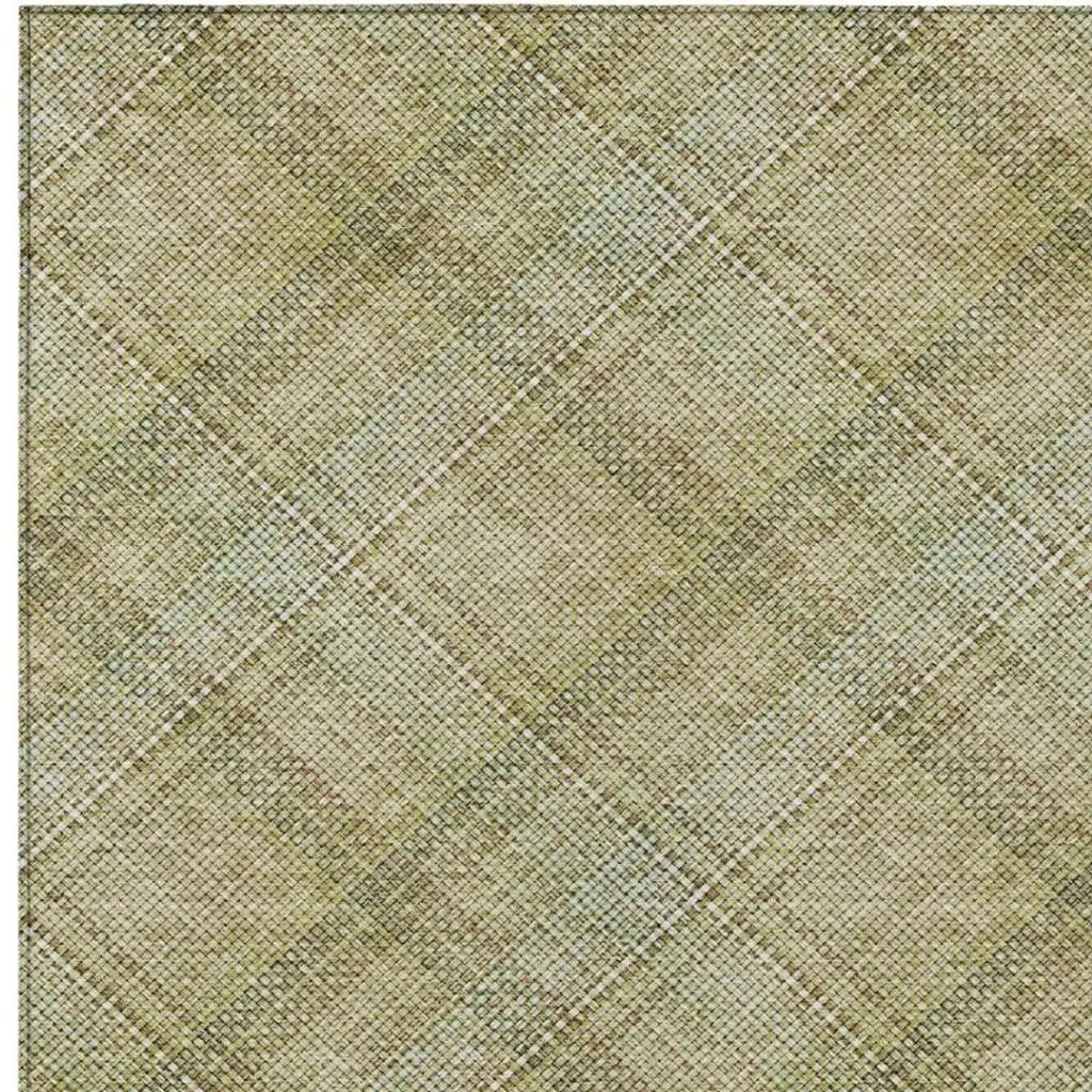 9' X 12' Beige And Brown Plaid Washable Indoor Outdoor Area Rug Homeroots Outdoor