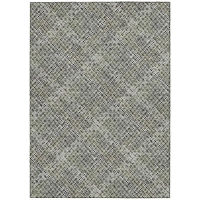 9' X 12' Beige And Brown Plaid Washable Indoor Outdoor Area Rug Homeroots Outdoor